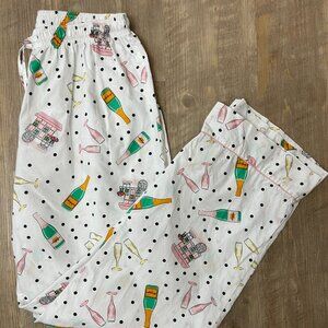 8 Oak Lane Cotton Champagne Bride Engagement Pajama Bottoms Size Large XL